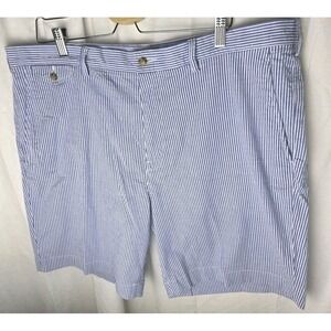 Polo Ralph Lauren Shorts Mens 40 Blue Striped Seersucker Flat Front Flesh Pony
